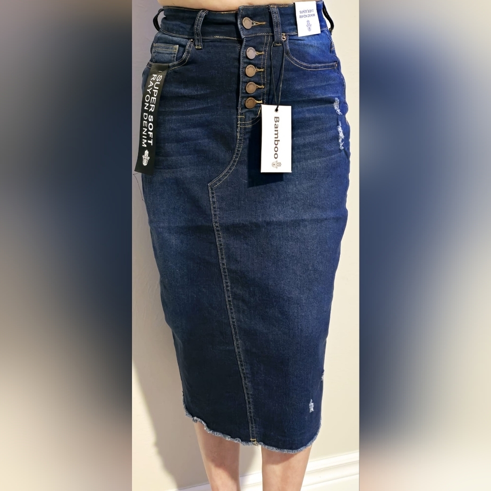 Bamboo Women's Long Denim Skirt Size M, L, XL
